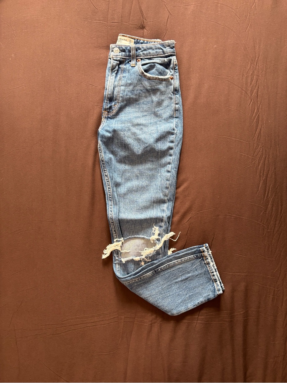 Abercrombie & Fitch Light Blue Boyfriend Jeans with Knee Rip